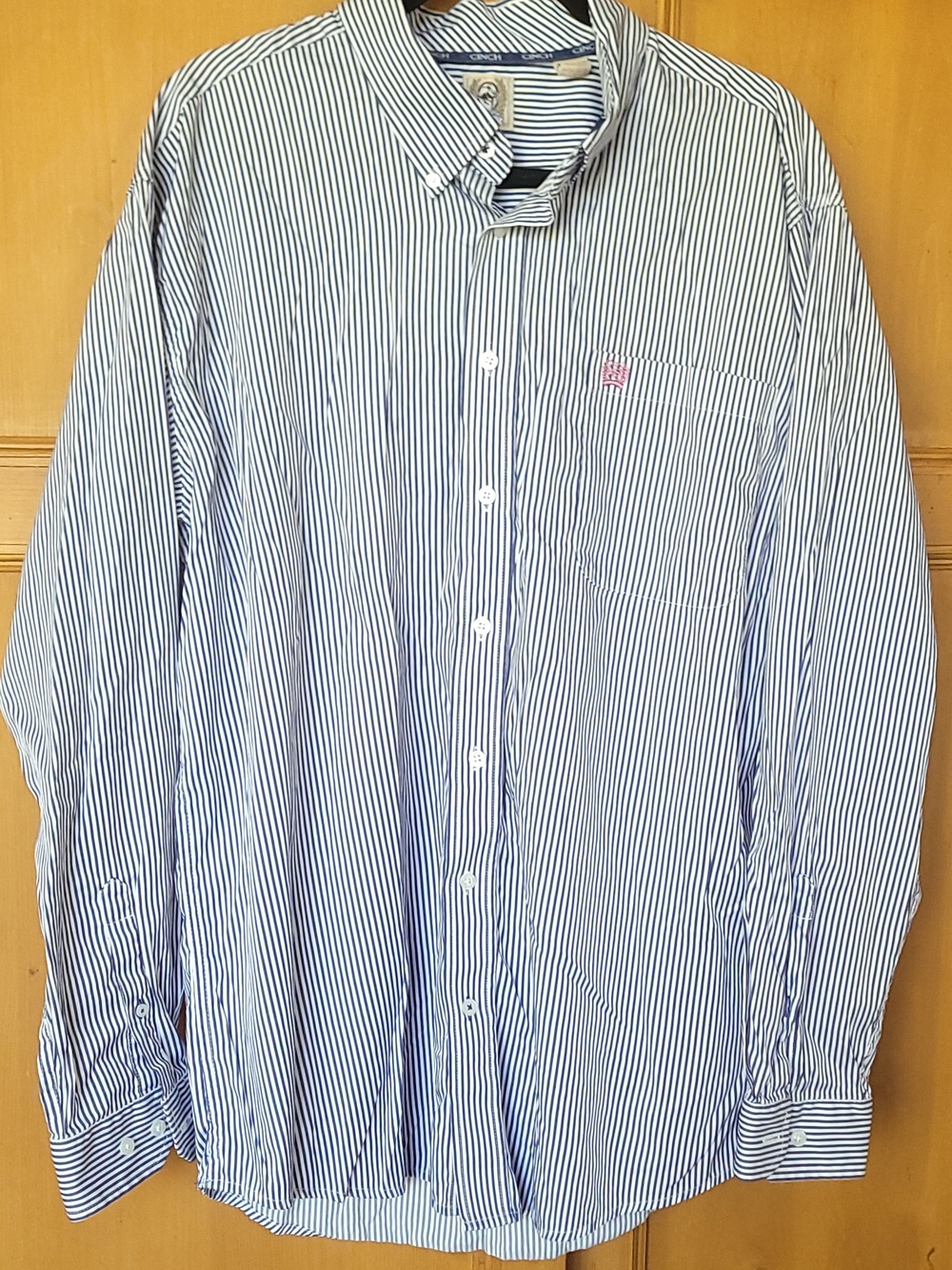 Cinch Men's Royal Blue White Vertical Stripe Western Button Down Shirt L